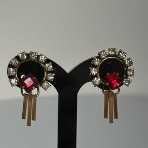 12k  GF and Red Crystal Earrings​​​​